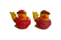 China Phthalate Free Vinyl Small Yellow Rubber Ducks With Nation Flag Pattern supplier