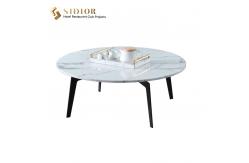 China Coffee Table, Corner Table, Restaurant Center Table, Club Tea Table, Natural Marble Top,  Powder Coated Steel Base supplier