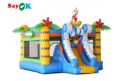 China Palm Tree Inflatable Jumping Castle With Surf Boy Tropical Slide supplier