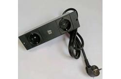 China Black European Power Outlet Office Furniture Concealed With Dual USB Socket supplier
