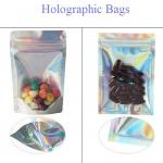 0.5OZ Holographic Stand Up Pouch Silver ziplockk Foil Bag Pouches With Tear Notch for sale