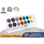 China Casino Transparent Chip Rack 16 Round 40mm Poker Chips Coins Acrylic Display Rack Custom for sale