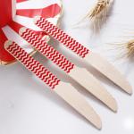 Red Stripe Cutlery Disposable Biodegradable Wooden Tableware Utensils for sale
