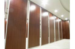 China Hard Cover Leather Surface Wood Operable Partition Walls Aluminium Track Wheel Hanging System supplier
