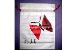 China Small Recyclable White Plastic Drawstring Bags with Flower Printed For Underwear supplier