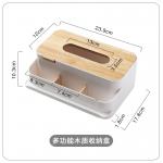 Removable White Plastic Tissue Box Cover PS Rubber Wood