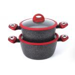Inside Spraying Aluminum 2 Pcs 26cm Ceramic Saucepan Set for sale
