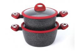 China Inside Spraying Aluminum 2 Pcs 26cm Ceramic Saucepan Set supplier