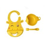 Baby Feeding Set Silicone Bibs And Bowls Giraffe Shape BPA Free Customized for sale
