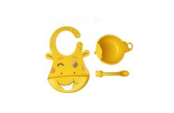 China Baby Feeding Set Silicone Bibs And Bowls Giraffe Shape BPA Free Customized supplier