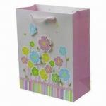 Fresh Printed Delicately Flower Pink Colorful Printing Hnadle Paper Bag for Gift for sale