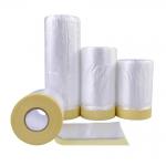 HDPE Pre Taped Masking Film Indoor Outdoor Protective Plastic Film Paint Usage for sale