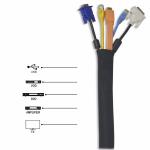 Black Color 3m Cable Sleeve / Adjustable Flexible Neoprene Velcro Cable Organizer For Computer Desk for sale