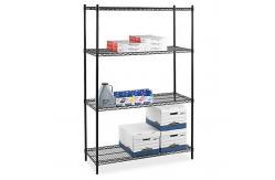 China Four - Tier Commercial  Wire Shelving , Flat Black Adjustable Saferacks Freestanding Shelf supplier