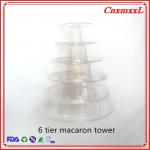 French 6 Tier Macaron Tower Stand Round Clear Plastic Cupcake Stand
