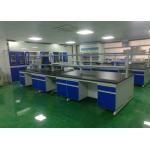 Chemical Wood Lab Furniture , Laboratory Island Bench With Reagent Shelf for sale