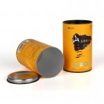 Cardboard And Metal Airtight Gift Tube Packaging Tobacco / Cookies Use Orange for sale