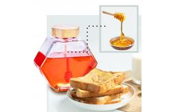 China Wholesale Free Sample Hexagonal 220ml 380ml Honey Jar with Dipper and Wooden Lid supplier