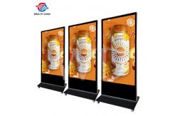 China 75 Inch LCD Standing Advertising Display LG 4K Screen With Movable Wheels supplier