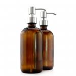 500ML Brown Glass Lotion Bottles With 28mm Pump Dispenser for sale