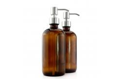 China 500ML Brown Glass Lotion Bottles With 28mm Pump Dispenser supplier