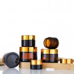 30g Amber Cream Transparent Glass Jars 5.2cm Dia for sale