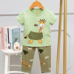 Odor Resistant Soft Giraffe Print Pyjamas / Shorts Set Nightwear For 12 months Children for sale