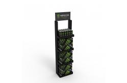 China Free Standing Sparkling Wine Display Shelf Metal Tube Display Stand with Removable Shelves supplier