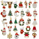 Gold Plated Enamel Christmas Charms For Jewelry Making Earrings Necklace Bracelet for sale