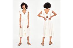 China Elegant white linen maxi woman dress with bow supplier
