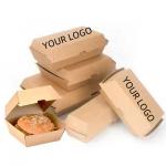 Burger Packaging Box Eco-friendly Customized Biodegradable Kraft Paper Fast Food Takeaway Box for sale