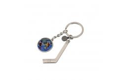 China Personalized Zinc Alloy Sublimation Metal Blank Hockey Keychains Blanks Fathers Day Gift Keychain supplier