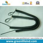 Custom Attachments Solid Black PU Covered Extendable Plastic Spiral Safety Lanyard