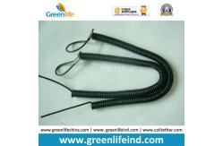 China Custom Attachments Solid Black PU Covered Extendable Plastic Spiral Safety Lanyard supplier