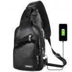 USB Charging Chest Bag With Headset Hole Men'S Single Strap Anti Theft Adjustable for sale