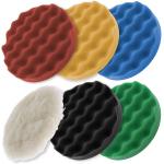 Wool Buffing / Polishing Set 5 Waffle Foam Pads For Hook / Loop Backing for sale