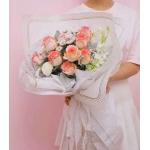 Hansu Paper Wave Dot Border Rose Bouquet Wrapping Paper Translucent Waterproof