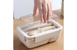 China Rectangle Bento Box Lunch Container Plastic Wheat Straw With Cutlery supplier