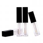 Plastic Lip Gloss Tube 1.2ML Square Empty Packaging Black Brush Cap With Clear Tube Body for sale