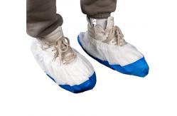 China Anti Bacterial Waterproof Blue And White Disposable Use Medical PP+CPE Shoe Cover supplier