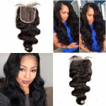 China Brazilian Virgin Hair Lace Top Closure Body Wave Free Middle Three Parting for sale