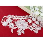 White Embroidery Guipure Lace Collar Applique With DTM Poly Milk Silk Azo Free