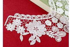 China White Embroidery Guipure Lace Collar Applique With DTM Poly Milk Silk Azo Free supplier