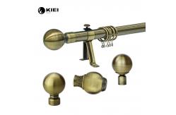 China 28MM Antique Brass Curtain Pole Complete With Eyelet And Metal Ball Finials supplier