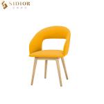 Solid Wood Leg Wedding Dining Chair Yellow Fabric Dining Chairs SGS Approved for sale