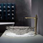 12 inch Transparent Grey Glass Wash Basin , Bathroom Vanity Sink For Hotel for sale