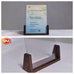 Embedded Acrylic Photo Frame Tableholoder Wood Base for sale