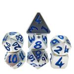 Wholesale Glow Green Metal DND Dice 7 Piece Nontoxic Polyhedral Dice Set Light Blue Material for sale