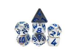 China DND Blue Silver Dice Set Polyhedron Green Metal Manual Grinding Polyhedral supplier