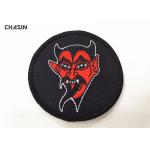 Custom Devil Logo Round Merrow border Clothing Embroidery Patches for sale